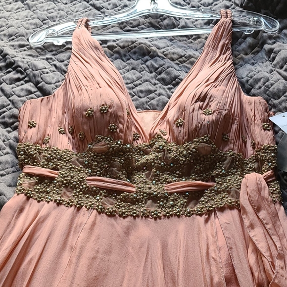 Romantic soft pink beaded Grecian style maxi dress - Picture 2 of 9